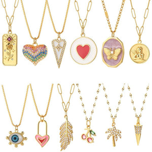 Heart Flower Plant Butterfly Necklace for Women Angel Evil Eye Pendant