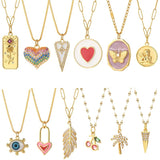 Heart Flower Plant Butterfly Necklace for Women Angel Evil Eye Pendant