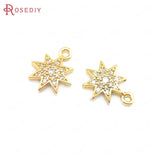 10PCS 24K Brass Zircon Star Charms Pendants Jewelry Making Supplies