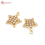10PCS 24K Brass Zircon Star Charms Pendants Jewelry Making Supplies