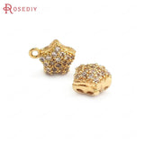 10PCS 24K Brass Zircon Star Charms Pendants Jewelry Making Supplies