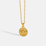 Angel Pendant Necklace 18K Plated Stainless Steel Water-wave Chain