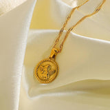 Angel Pendant Necklace 18K Plated Stainless Steel Water-wave Chain