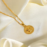 Angel Pendant Necklace 18K Plated Stainless Steel Water-wave Chain