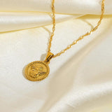 Angel Pendant Necklace 18K Plated Stainless Steel Water-wave Chain