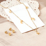 Stainless Steel Star Moon Necklace Earring Set