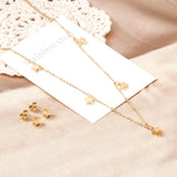 Stainless Steel Star Moon Necklace Earring Set