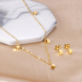 Stainless Steel Star Moon Necklace Earring Set