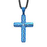 Men's Cross Pendant Necklace Stainless Steel Cubic Zirconia Chrome Plated