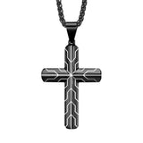 Men's Cross Pendant Necklace Stainless Steel Cubic Zirconia Chrome Plated