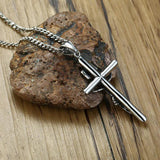 Vintage Men Crucifix Necklace Stainless Steel Italian Chain Male Charm Cross