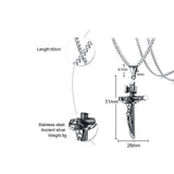 Vintage Men Crucifix Necklace Stainless Steel Italian Chain Male Charm Cross