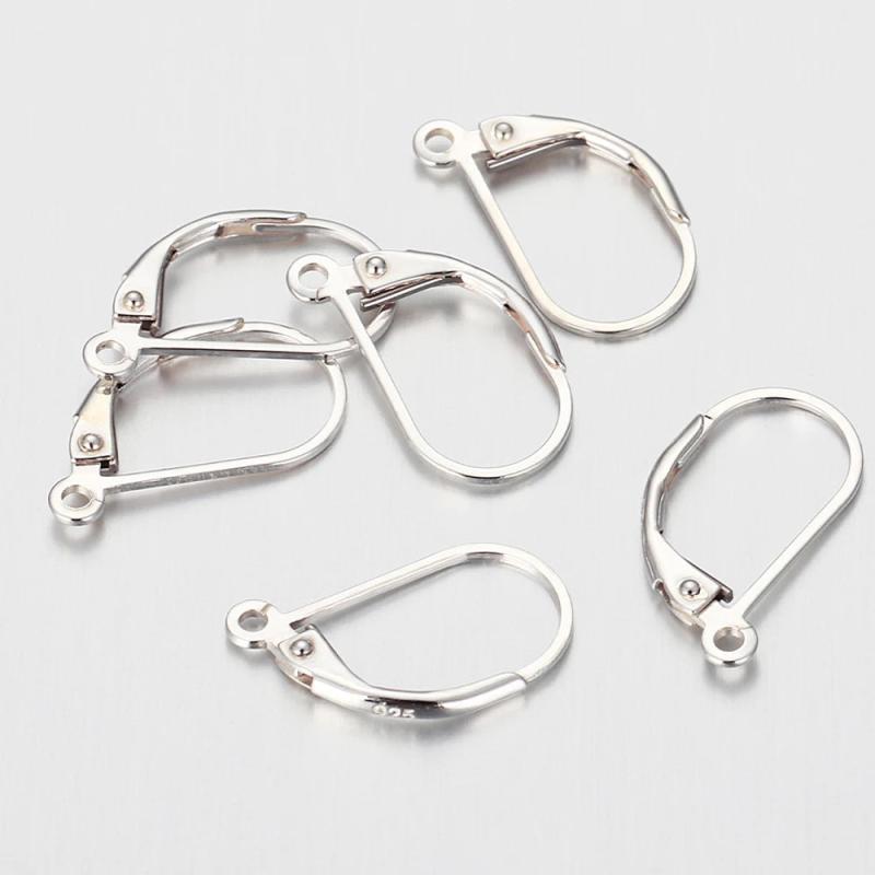 4pcs 925 Sterling Silver Ear Hook Earrings Rings Base for DIY Jewelry Making