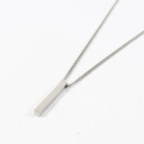 TUNGSTEN Pendant Necklace for Men Long Bar Twisted Chain Silver Stainless Steel
