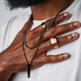 TUNGSTEN Pendant Necklace for Men Long Bar Twisted Chain Silver Stainless Steel