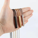 TUNGSTEN Pendant Necklace for Men Long Bar Twisted Chain Silver Stainless Steel