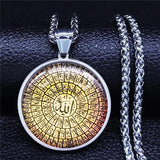Islamic Arab Quran Allah Glass Stainless Steel Long Necklace Men/Women