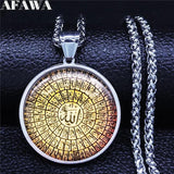 Islamic Arab Quran Allah Glass Stainless Steel Long Necklace Men/Women