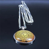 Islamic Arab Quran Allah Glass Stainless Steel Long Necklace Men/Women