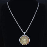 Islamic Arab Quran Allah Glass Stainless Steel Long Necklace Men/Women