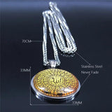 Islamic Arab Quran Allah Glass Stainless Steel Long Necklace Men/Women
