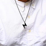 Vintage Stainless Steel Lightning Pendant Necklace for Men
