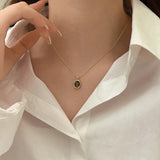Tiger's Eye Stone Pendant Beaded Necklace Double Layer Choker