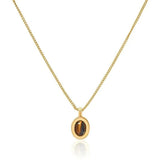 Tiger's Eye Stone Pendant Beaded Necklace Double Layer Choker