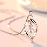 925 Silver Pearl Twist Water Drop Necklace+Earrings Set Party Gift