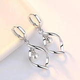 925 Silver Pearl Twist Water Drop Necklace+Earrings Set Party Gift