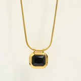 Square Zircon Pendant Necklace Snake Chain Choker Women Jewelry