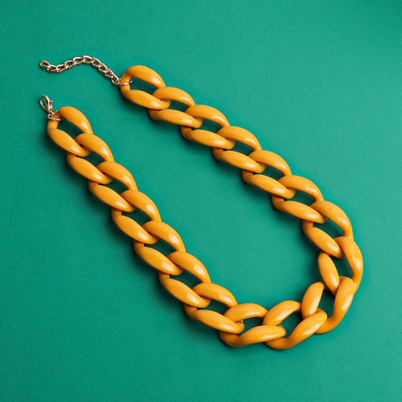 FishSheep Chunky Chain Choker Necklace Acrylic Vintage Resin Long Neck
