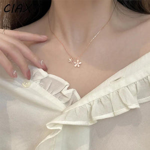 Daisy Opal Flower Pendant Necklace for Women
