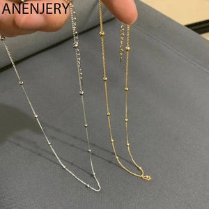 Silver Beads Chain Necklace For Women Men