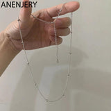 Silver Beads Chain Necklace For Women Men