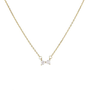Zircon Bow Necklace Sweet Heart Clavicle Chain