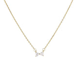 Zircon Bow Necklace Sweet Heart Clavicle Chain