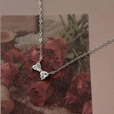 Zircon Bow Necklace Sweet Heart Clavicle Chain