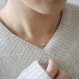 Zircon Bow Necklace Sweet Heart Clavicle Chain