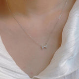 Zircon Bow Necklace Sweet Heart Clavicle Chain
