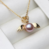 Freshwater Pearl Necklace Angel Pendant 92 Silver