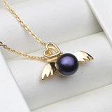 Freshwater Pearl Necklace Angel Pendant 92 Silver
