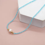 BohoBliss Single Pearl Necklace Colorful Beads Freshwater Pearl Choker