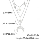 3 Layer Witchy Necklace for Women Star Moon Stainless Steel Choker Layered Jewel