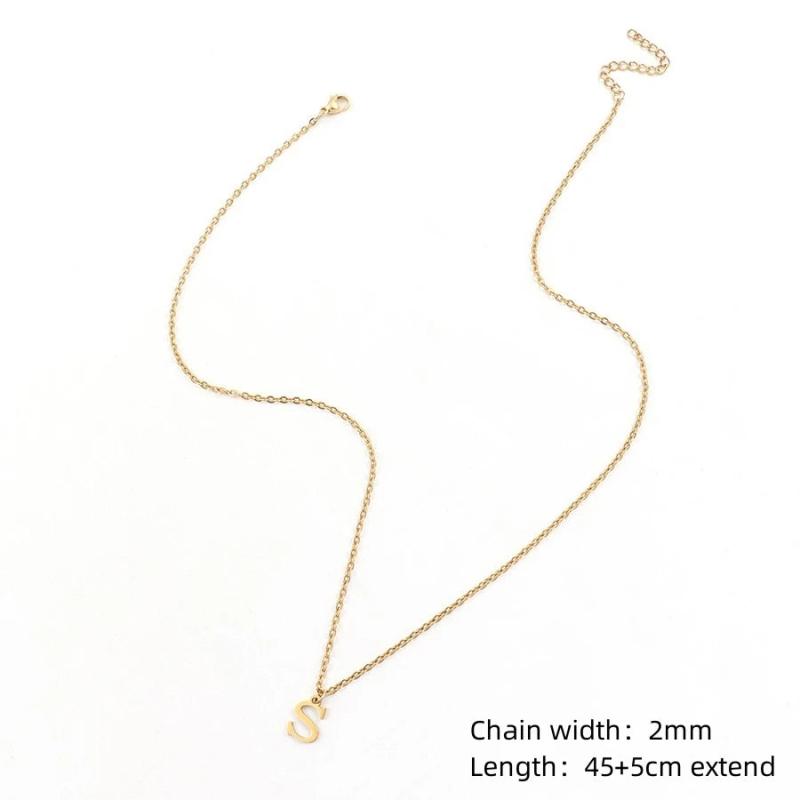 Stainless Steel Initial Letter Necklace - O-Chain Women Jewelry Gift