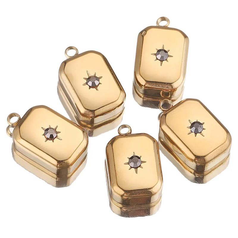 5pcs Stainless Steel Drop Square Charms Earring Dangles DIY Jewelry