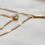 Double Layer Crystal Zircon Pendant Necklace Stainless Steel Choker Chain