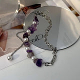 Titanium Steel Crushed Stone Pearl Necklace Tassel Collarbone Chain