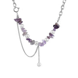 Titanium Steel Crushed Stone Pearl Necklace Tassel Collarbone Chain
