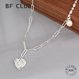 925 Sterling Silver Heart Choker Necklace Sparkling Vintage Jewelry Gift